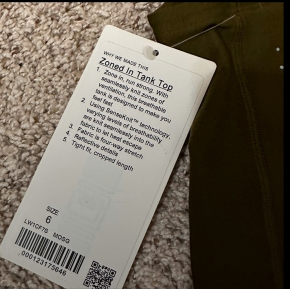NWT Lululemon Zoned In Tank Top - Size 6 - Picture 5 of 7